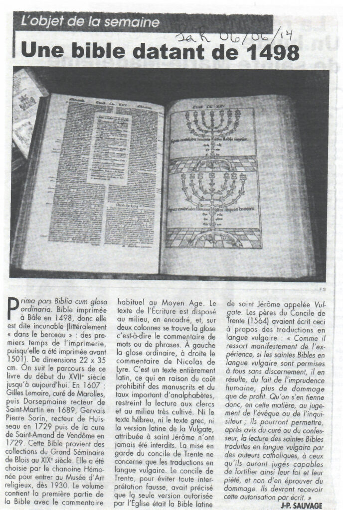 une bible datant de 1498